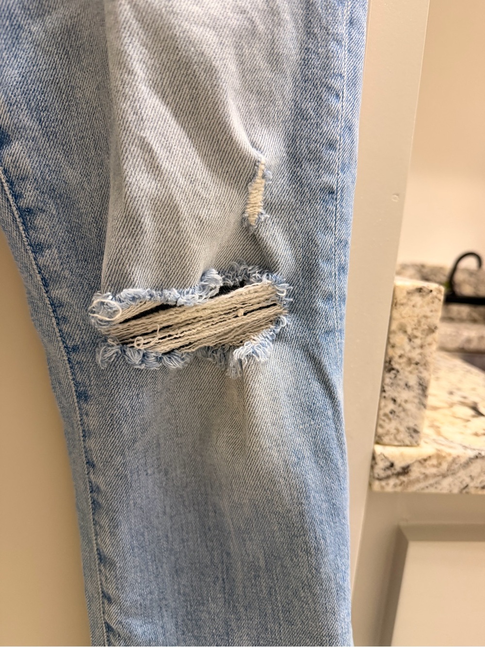 MOTHER Light Blue Distressed Wide-Leg Jeans - Picture 8 of 16